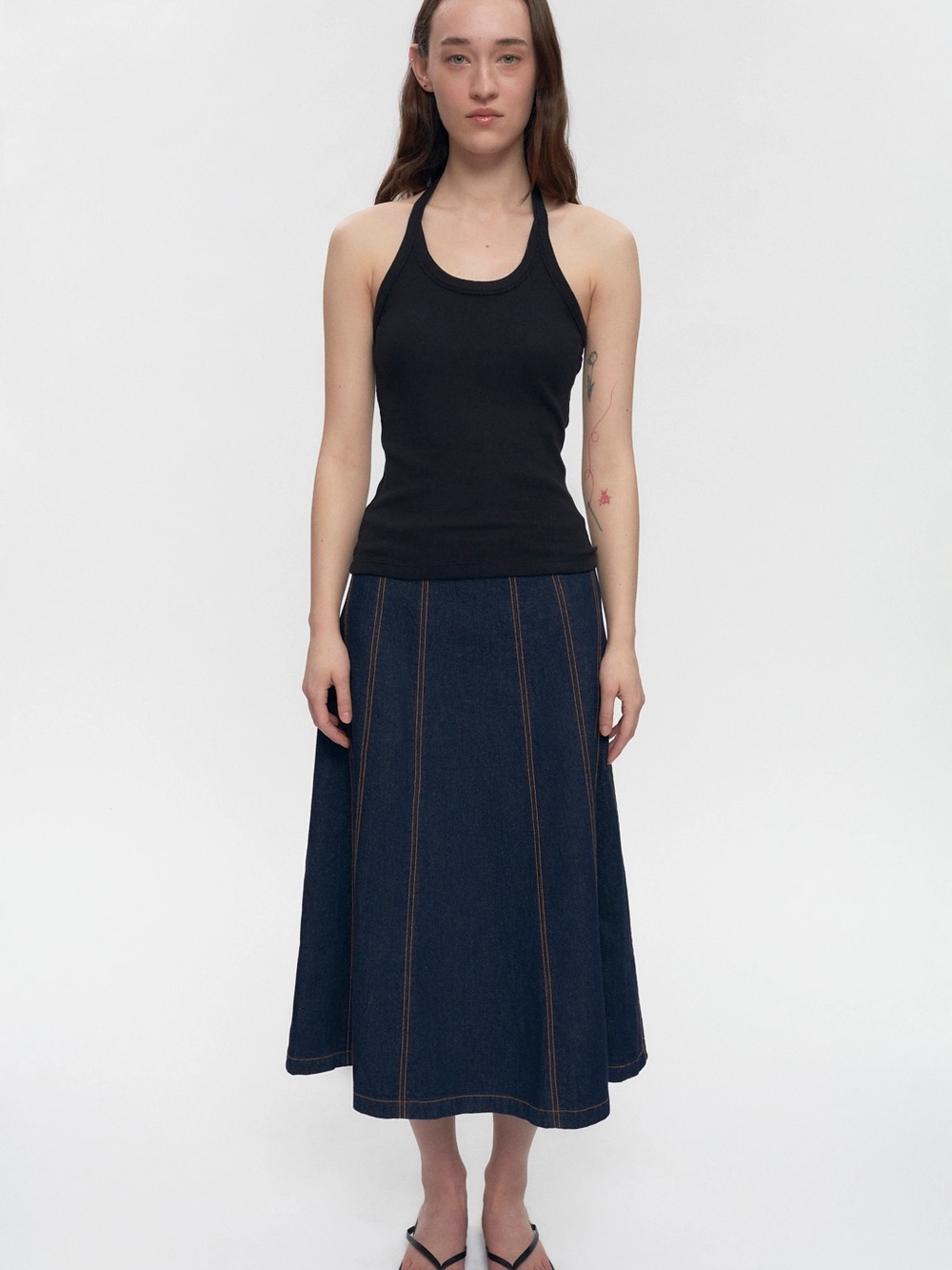 Kotn Radio Denim A-Line Midi Skirt
